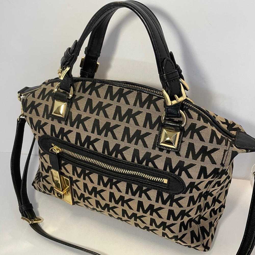 Michael Kors Canvas Satchel Bag Black